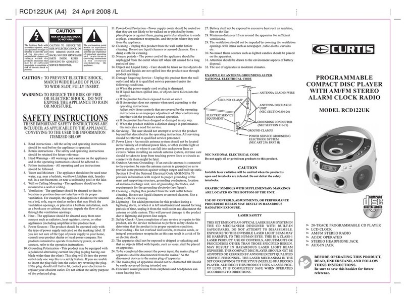 Curtis RCD122UK owner's manual