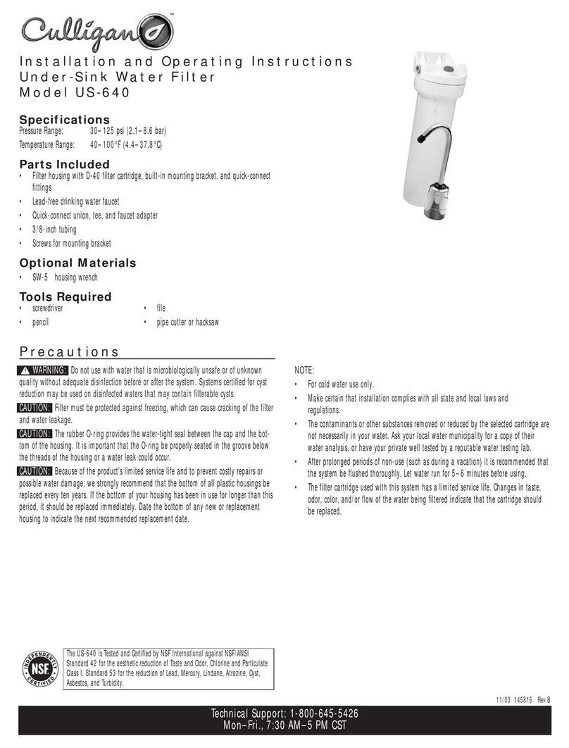 Culligan US-640 Installation and operating instructions