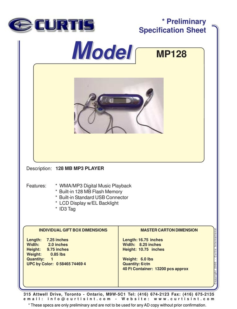 Curtis MP128 Specification sheet