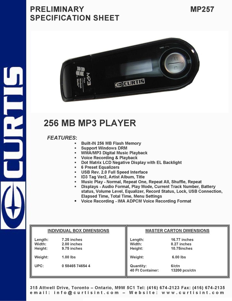 Curtis MP257 Specification sheet