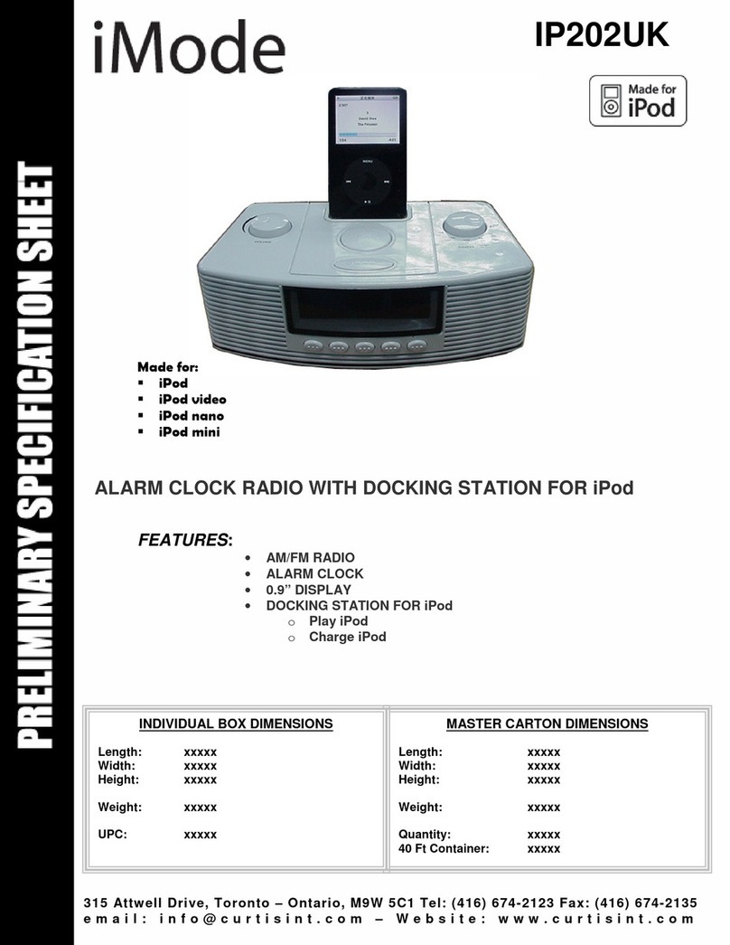 iMode Alarm Clock Radio with Docking Station for Ipod... Specification sheet