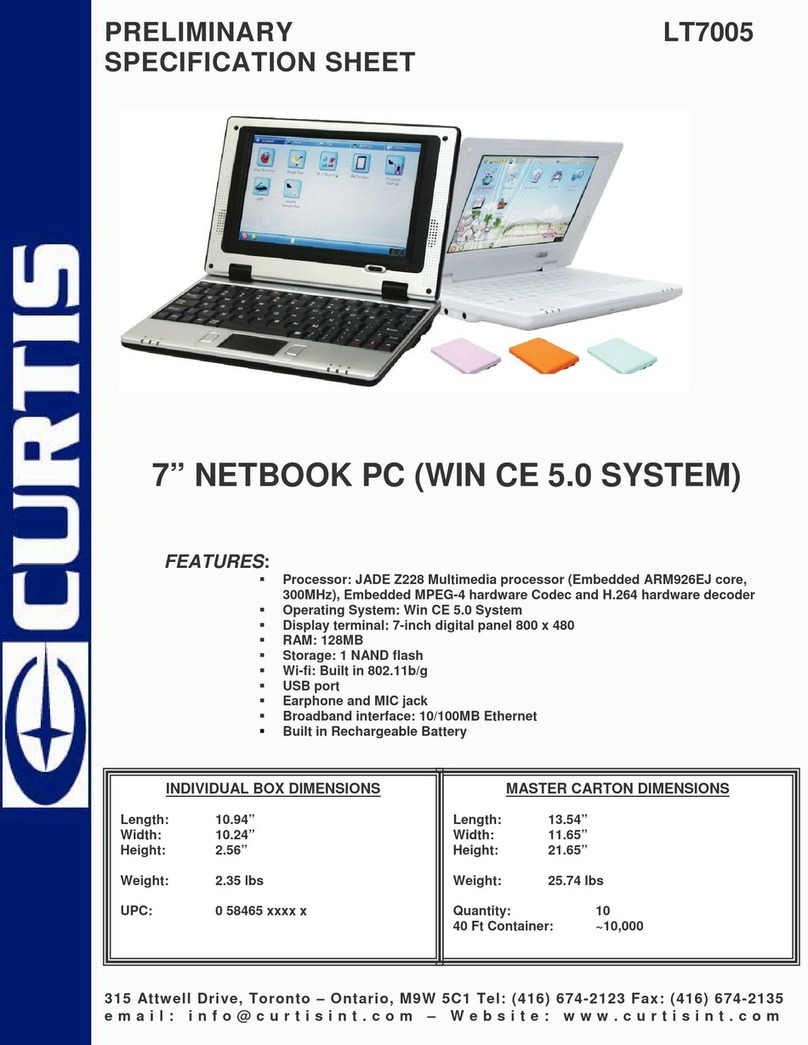 Curtis NETBOOK PC LT7005 Specification sheet Curtis NETBOOK PC LT7005 Specification sheet