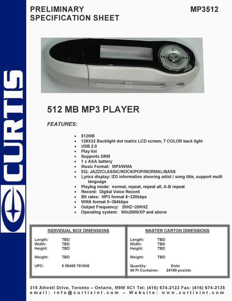 Curtis MP3512 Specification sheet