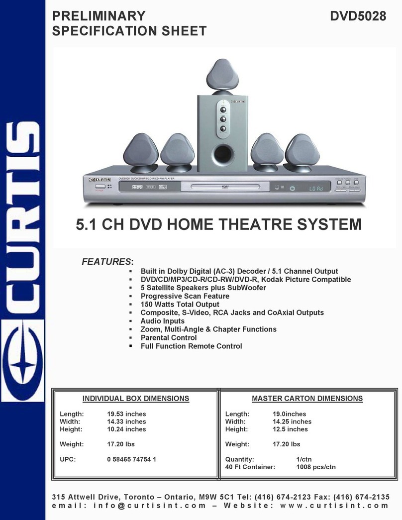 Curtis DVD5028 Specification sheet