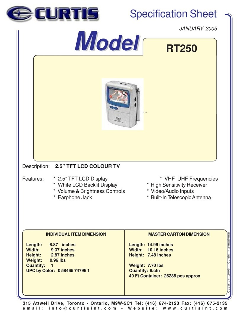 Curtis RT250 Specification sheet