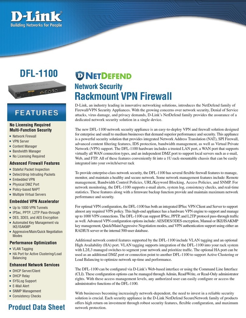 D-Link DFL-1100 - Security Appliance User manual D-Link DFL-1100 - Security Appliance User manual