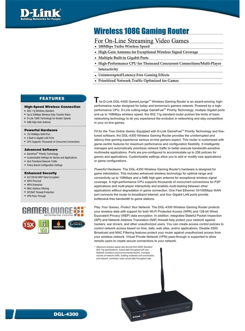 D-Link DGL-4300 - GamerLounge Wireless 108G Gaming... User manual