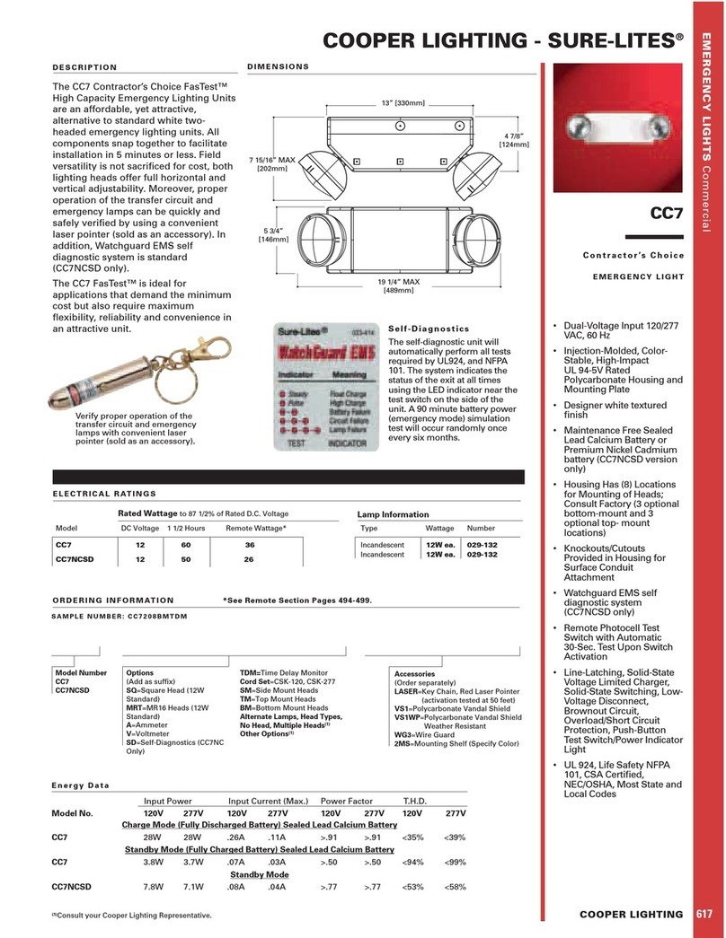 Cooper Lighting Sure-Lites CC7 User manual