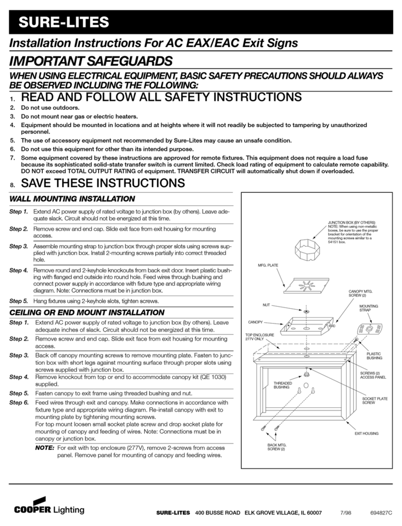 Cooper Lighting Sure-Lites EAC Exit Series User manual