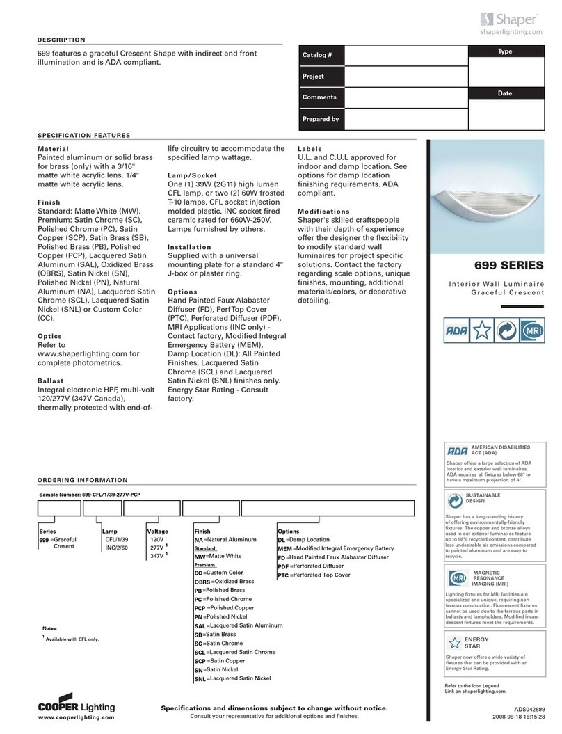 Cooper Lighting Shaper 699 User manual Cooper Lighting Shaper 699 User manual