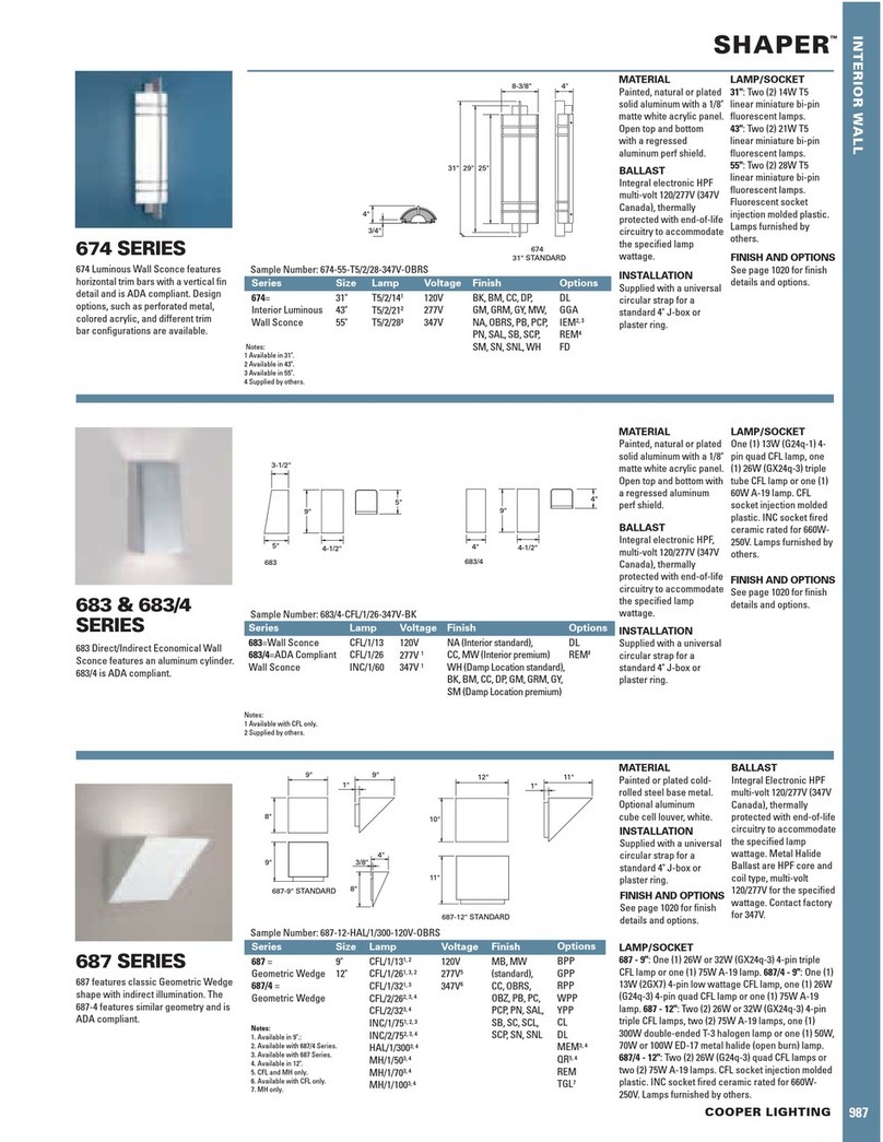 Cooper Lighting Shaper 683/4 User manual