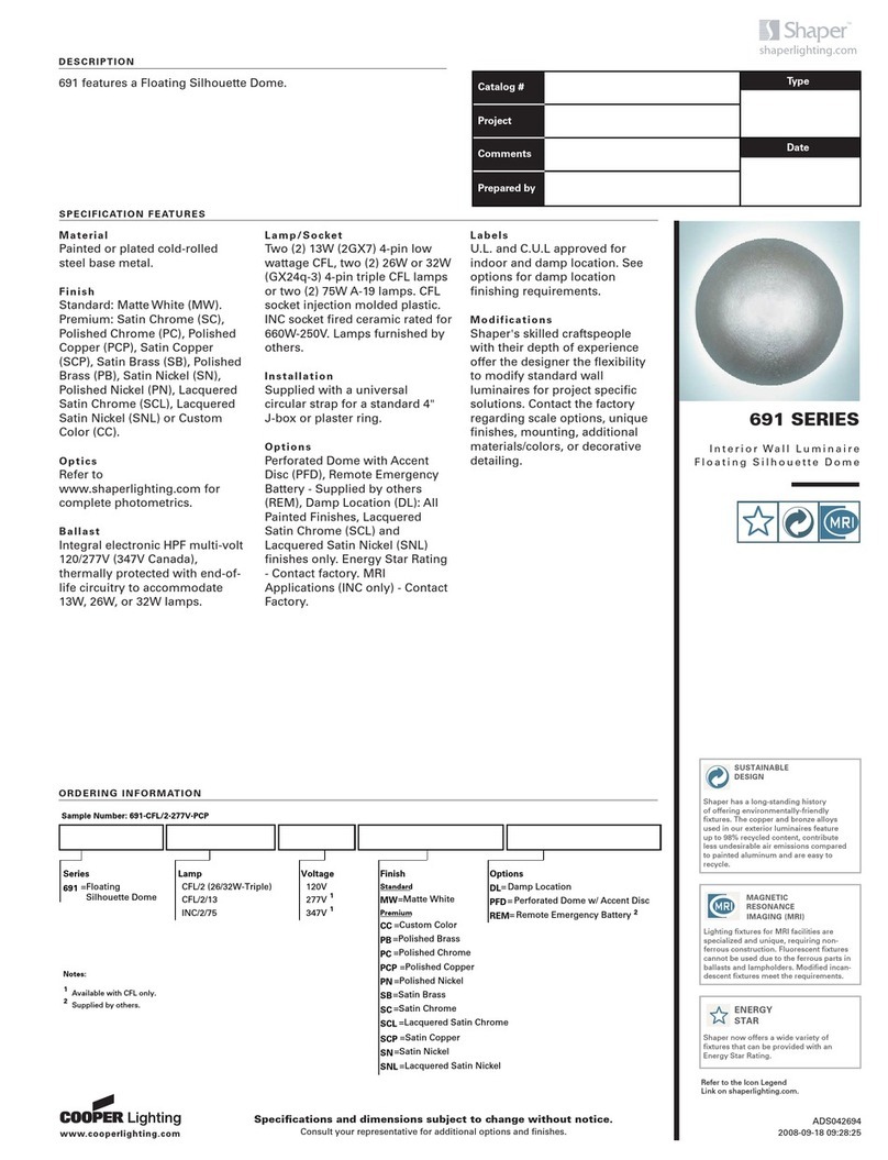 Cooper Lighting Shaper 691 User manual Cooper Lighting Shaper 691 User manual