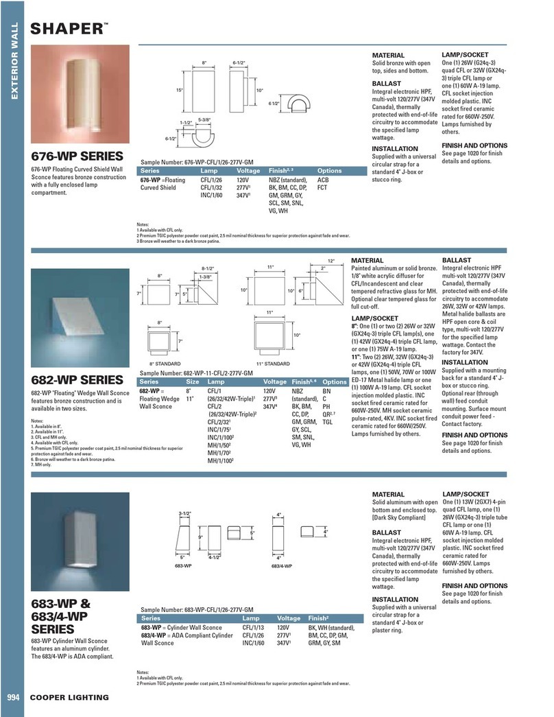 Cooper Lighting Shaper 676-WP SERIES User manual
