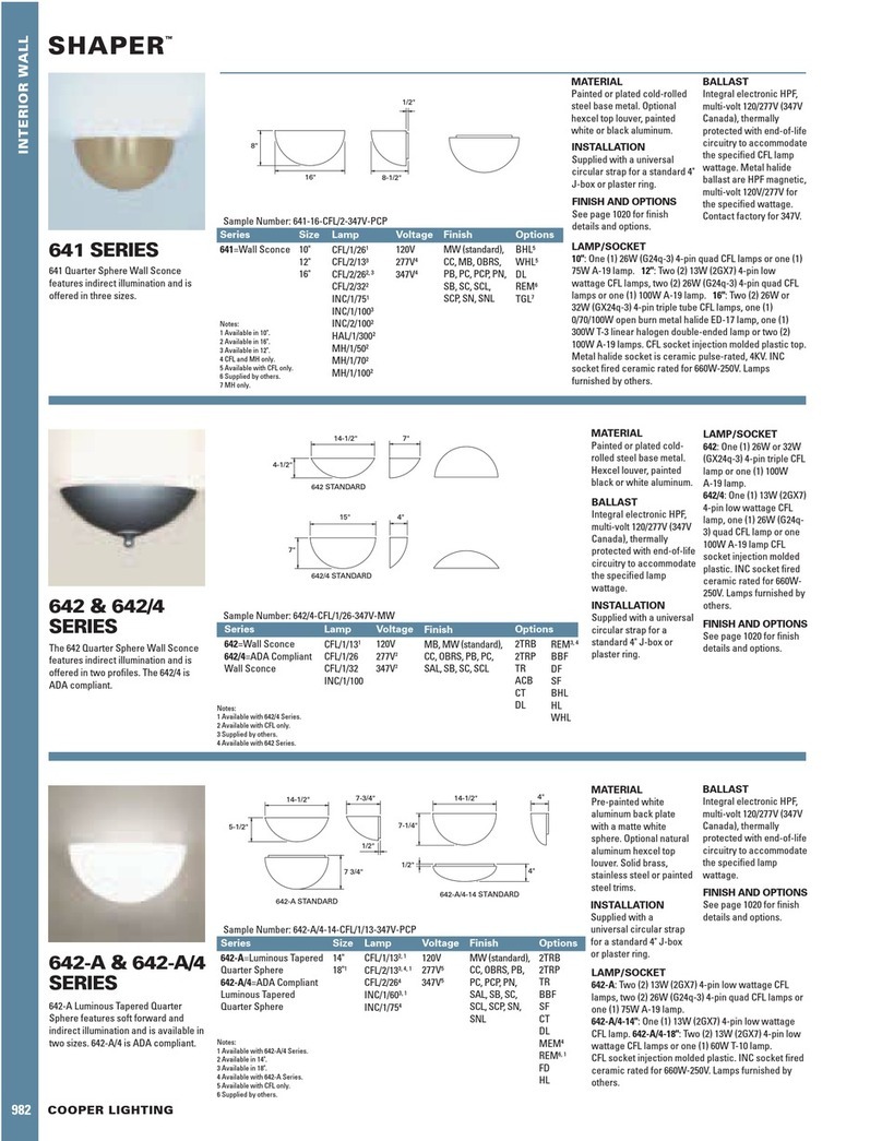 Cooper Lighting Shaper 642-A User manual