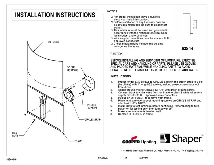 Cooper Lighting Shaper 635-14 User manual Cooper Lighting Shaper 635-14 User manual