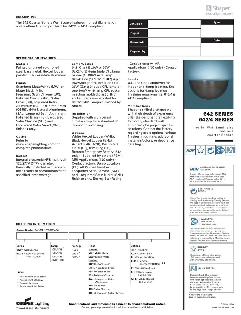 Cooper Lighting Shaper 642 User manual