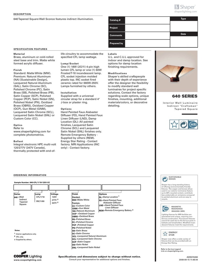 Cooper Lighting Shaper 640 User manual