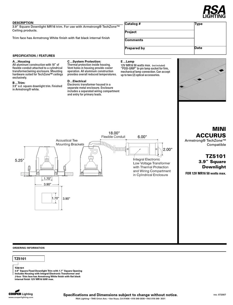 RSA Lighting MINI ACCURUS TZ5101 User manual