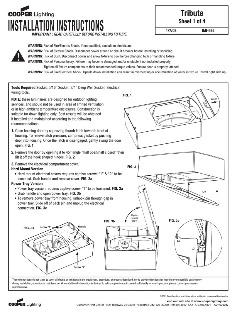 Cooper Lighting Tribute IMI-685 User manual Cooper Lighting Tribute IMI-685 User manual