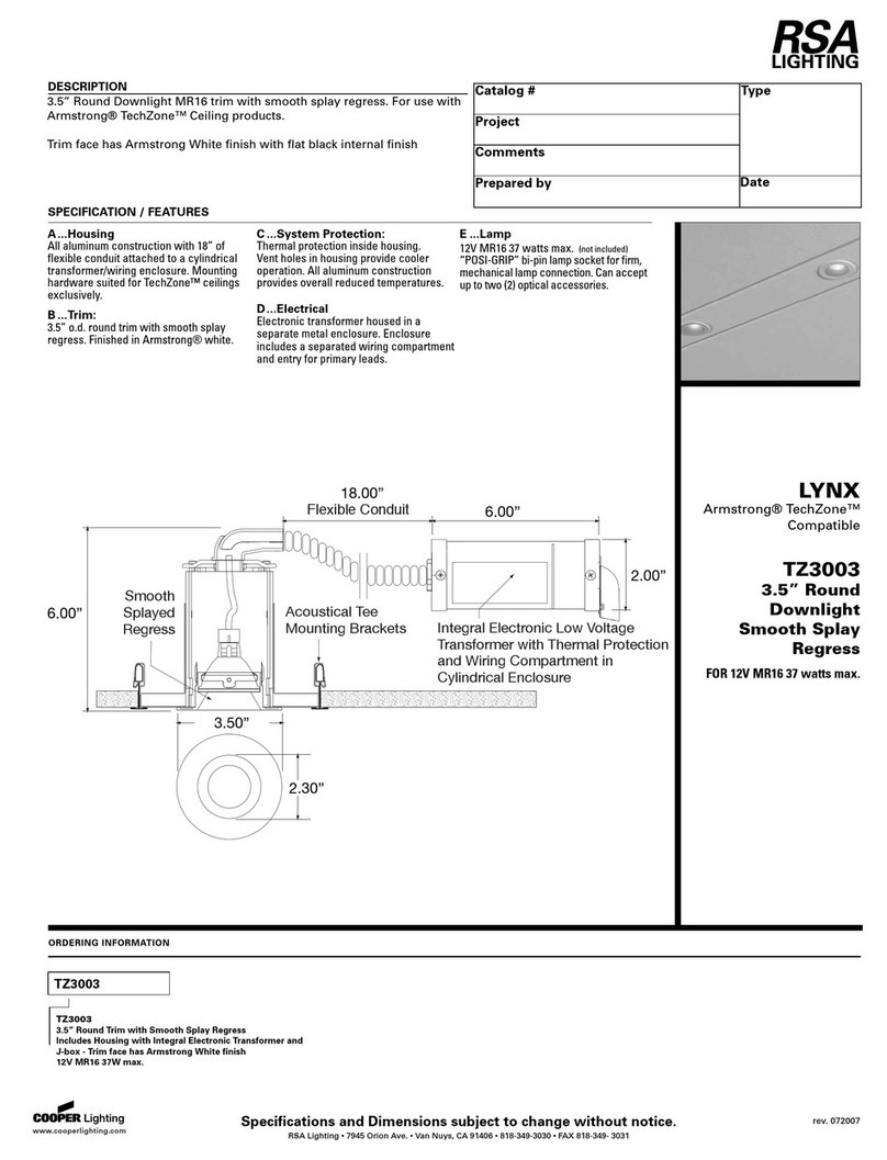 RSA Lighting LYNX TZ3003 User manual