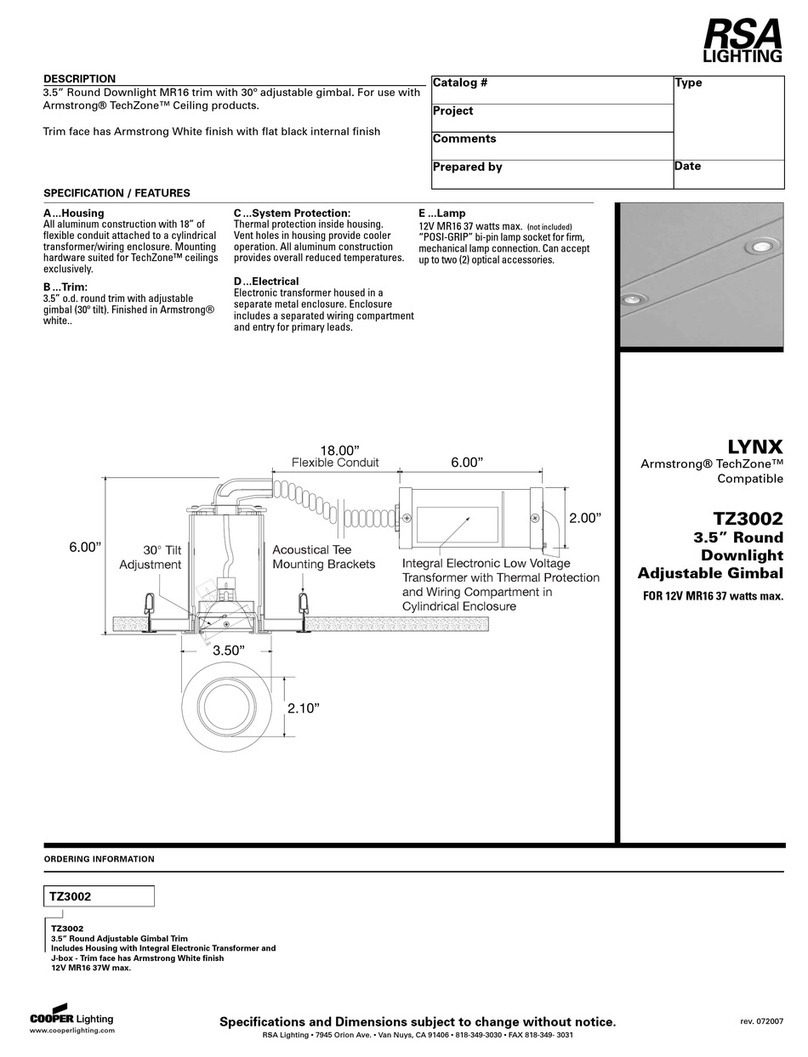 RSA Lighting LYNX TZ3002 User manual