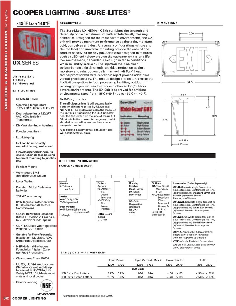 Cooper Lighting Sure-Lites UX NEMA 4X Specification sheet
