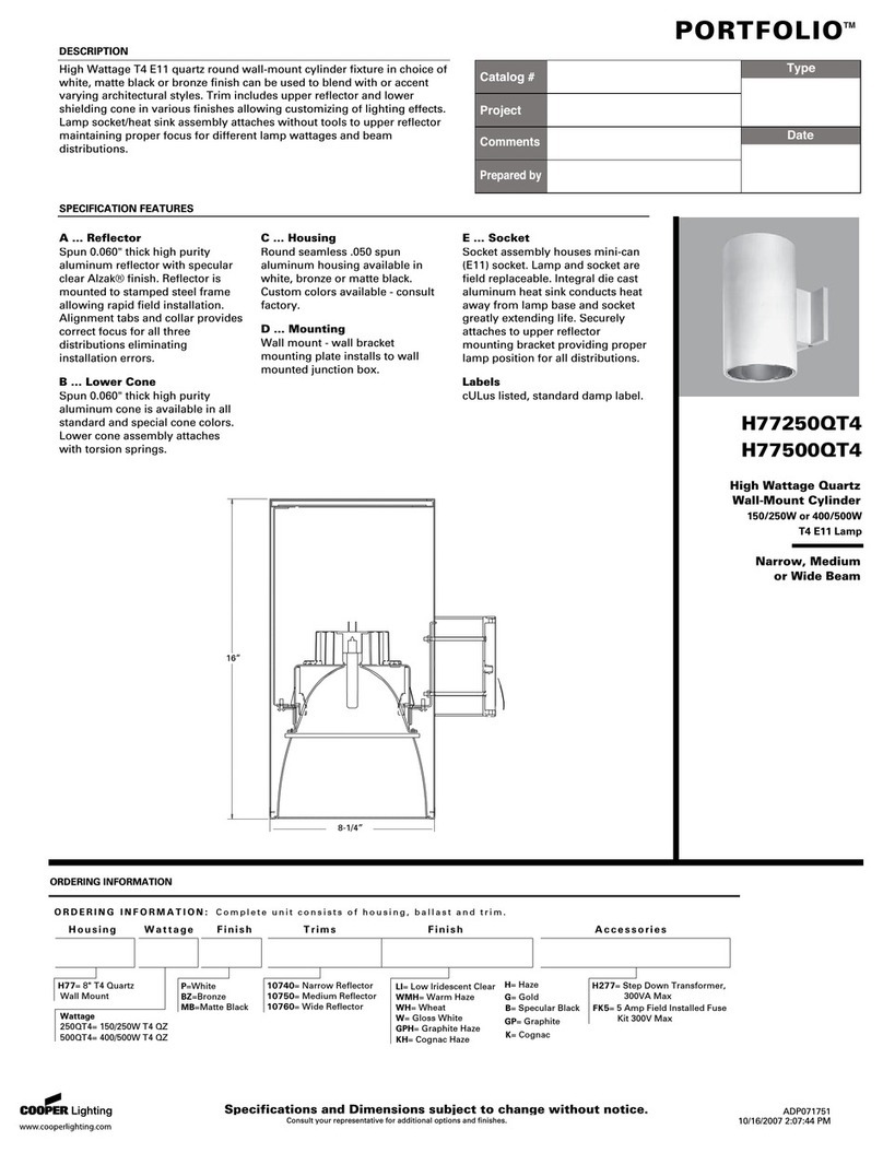 Cooper Lighting T4 E11 User manual