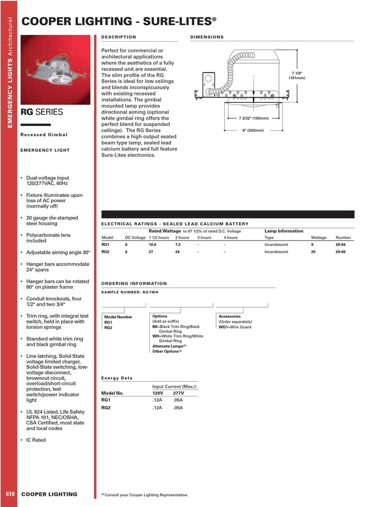 Cooper Lighting Sure-Lites RG1 User manual Cooper Lighting Sure-Lites RG1 User manual