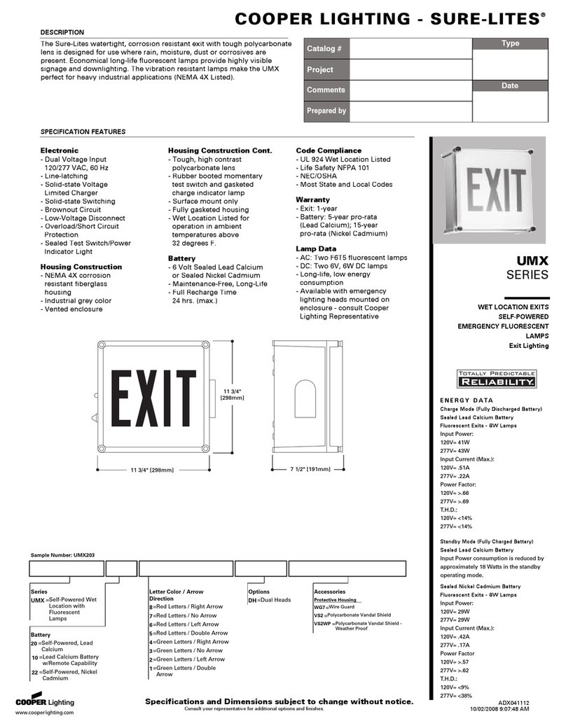 Cooper Lighting Sure-Lites UMX Series User manual