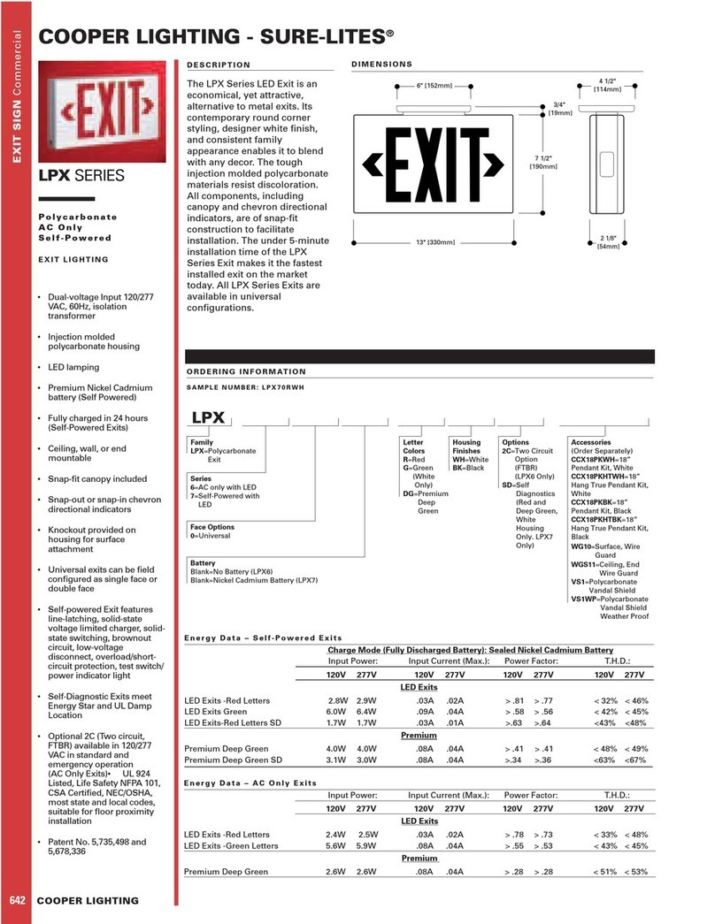 Cooper Lighting Sure-Lites LPX Series User manual Cooper Lighting Sure-Lites LPX Series User manual