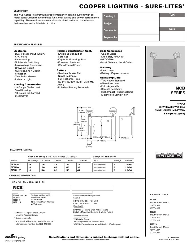 Cooper Lighting Sure-Lites NCB Series User manual Cooper Lighting Sure-Lites NCB Series User manual