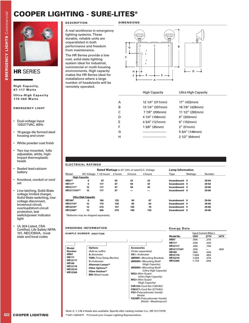Cooper Lighting SURE-LITES HR117 User manual Cooper Lighting SURE-LITES HR117 User manual