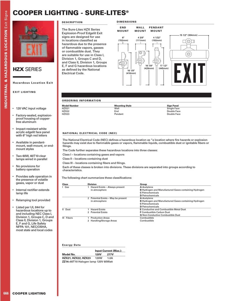 Cooper Lighting Sure-Lites HZX Series Specification sheet Cooper Lighting Sure-Lites HZX Series Specification sheet