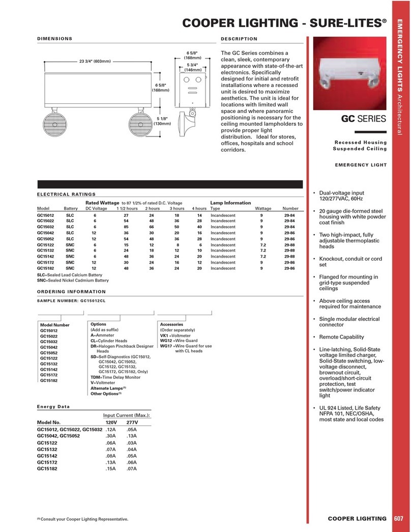 Cooper Lighting Sure-Lites GC15012 User manual Cooper Lighting Sure-Lites GC15012 User manual