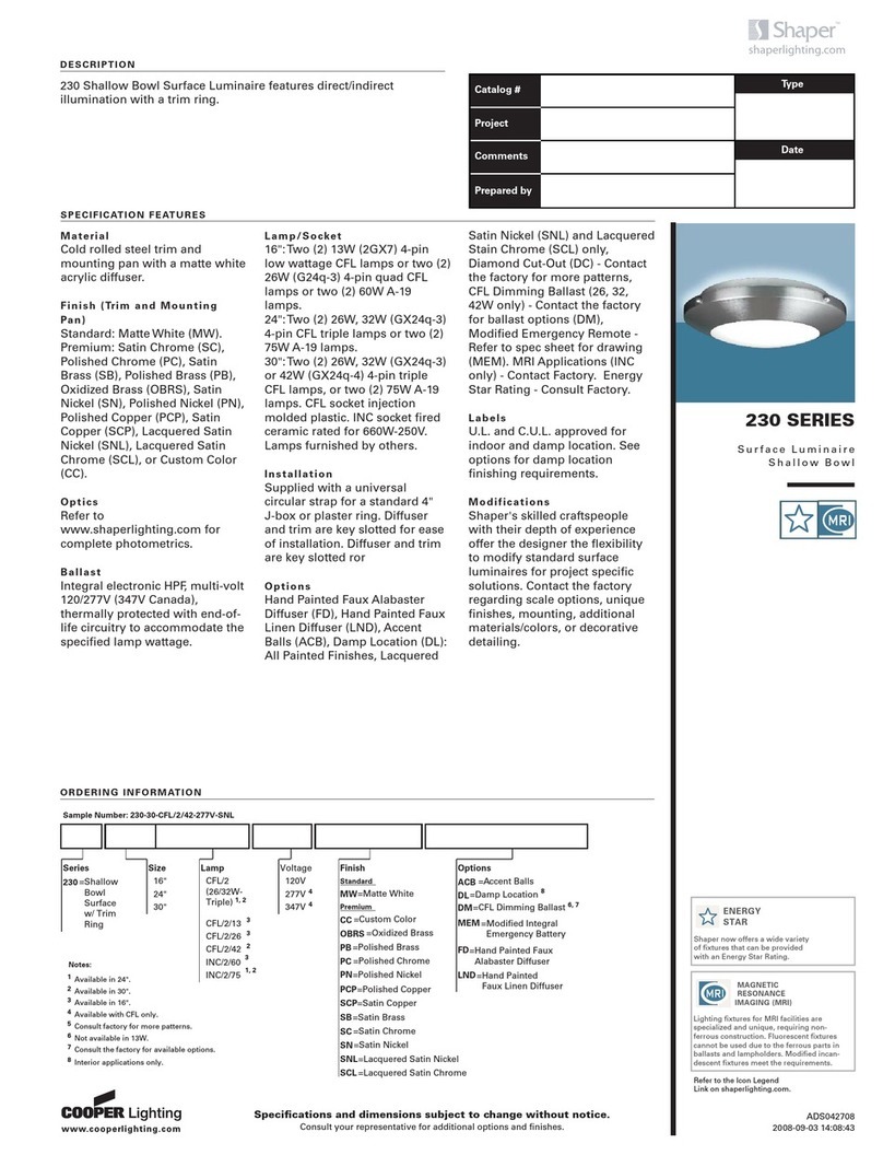 Cooper Lighting Shaper 230 User manual Cooper Lighting Shaper 230 User manual