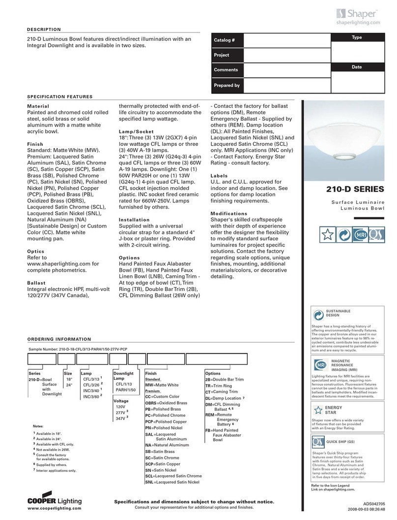 Cooper Lighting Shaper 210-D Specification sheet