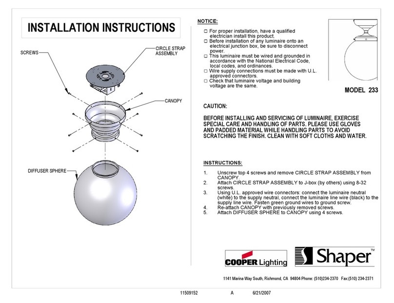 Cooper Lighting Shaper 233 User manual Cooper Lighting Shaper 233 User manual