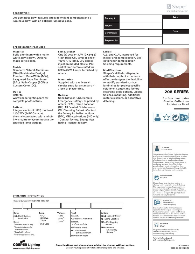Cooper Lighting Shaper 208 User manual