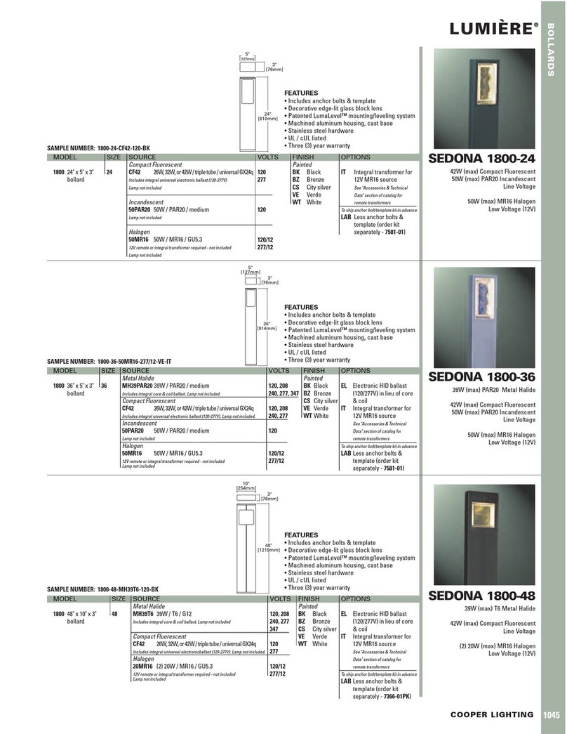 Cooper Lighting Sedona 1800-24 User manual Cooper Lighting Sedona 1800-24 User manual