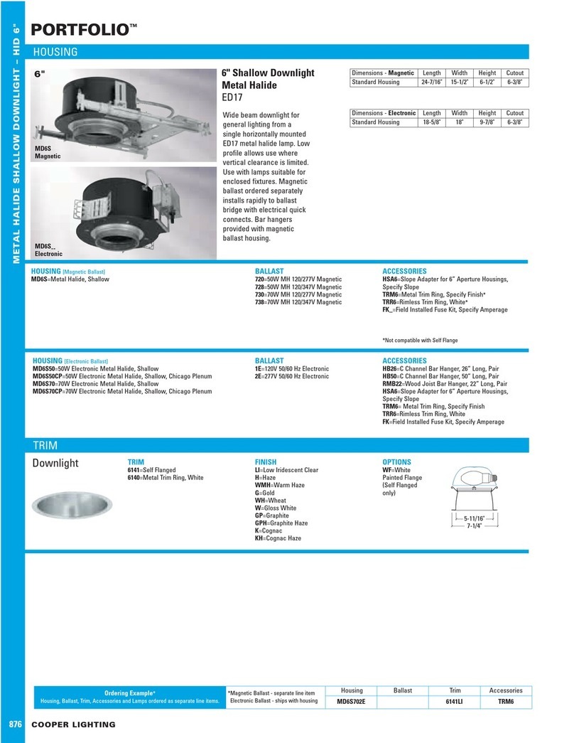 Cooper Lighting Shallow Downlight Metal Halide ED17 User manual Cooper Lighting Shallow Downlight Metal Halide ED17 User manual