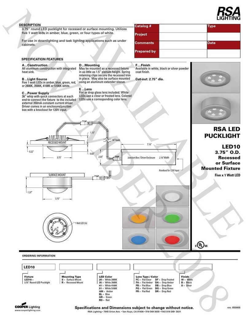 Cooper Lighting RSA LED10 User manual