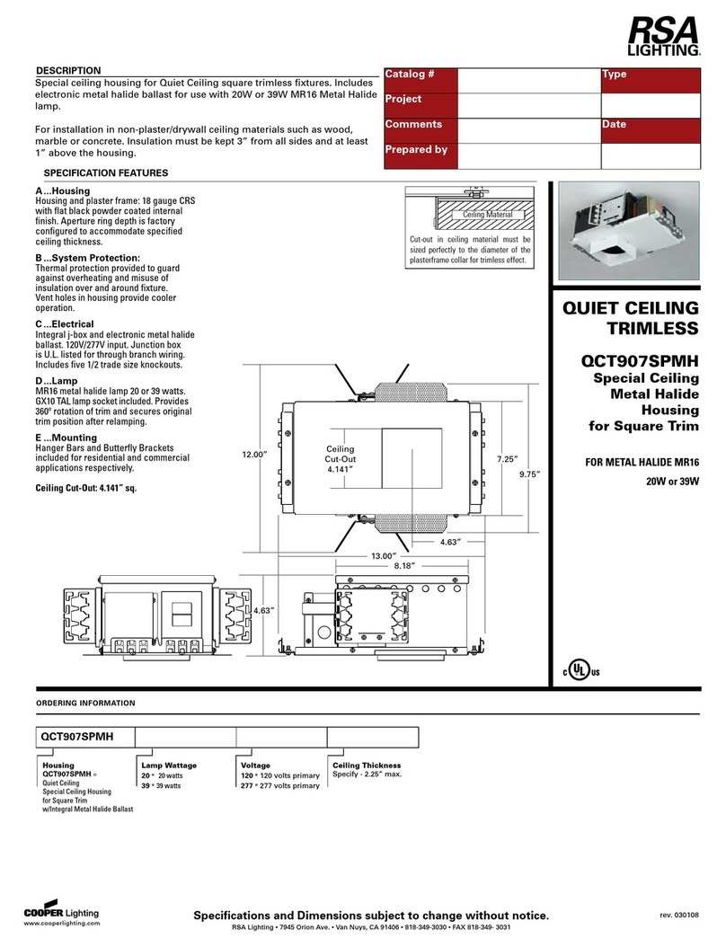 Cooper Lighting Quiet Ceiling Trimless QCT907SPMH User manual