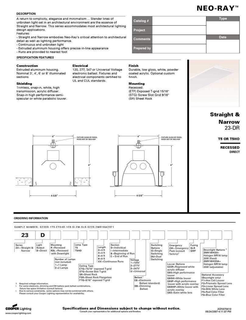 Cooper Lighting Recessed Direct T5HO User manual Cooper Lighting Recessed Direct T5HO User manual