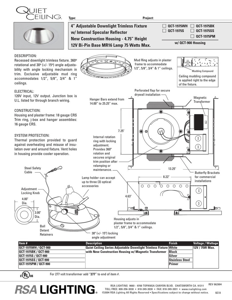 Cooper Lighting Quiet Ceiling Series QCT-1975BK User manual Cooper Lighting Quiet Ceiling Series QCT-1975BK User manual