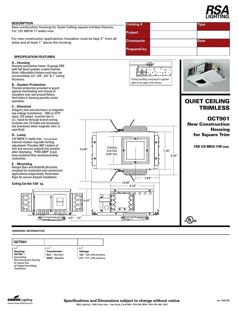 Cooper Lighting Quiet Ceiling Trimless QCT901 specification