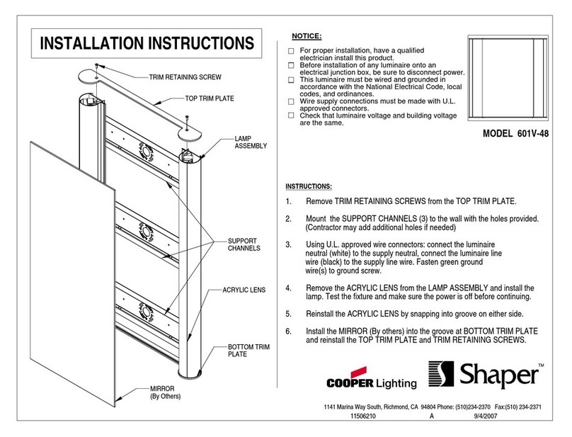 Cooper Lighting Shaper 601V-48 User manual
