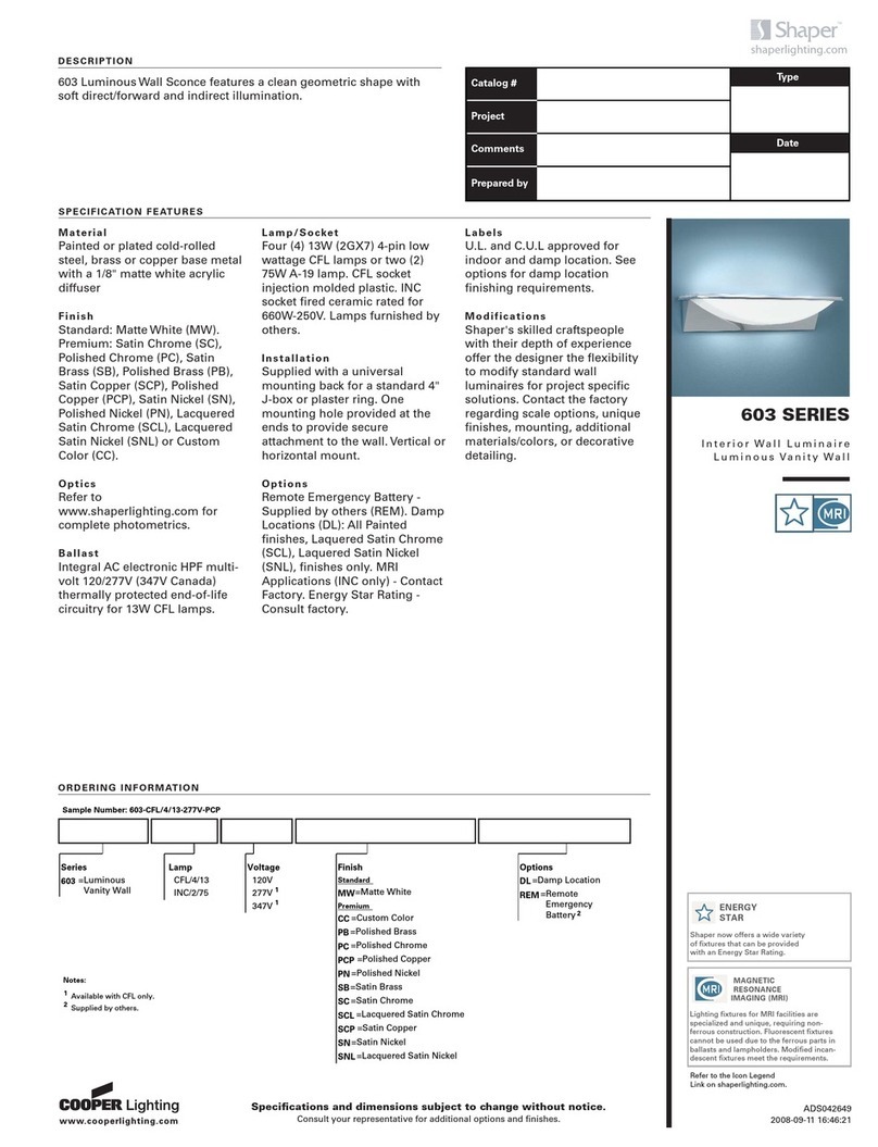 Cooper Lighting Shaper 603 User manual