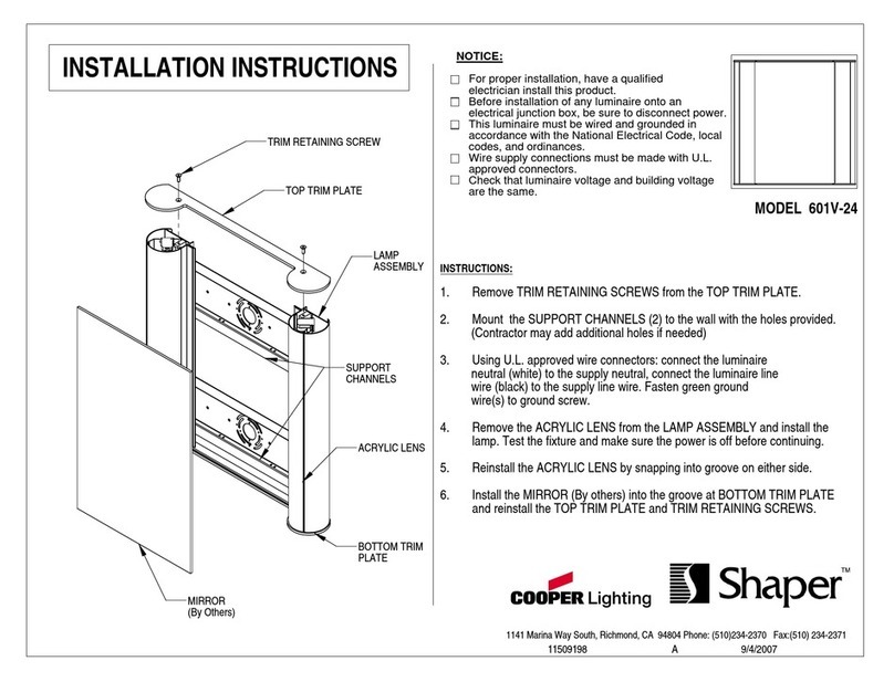 Cooper Lighting Shaper 601V-24 User manual