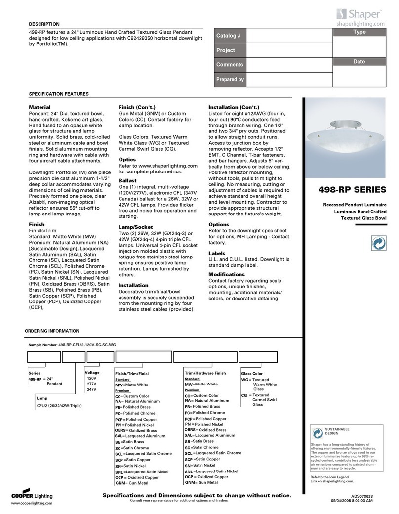Cooper Lighting Shaper 498-RP User manual