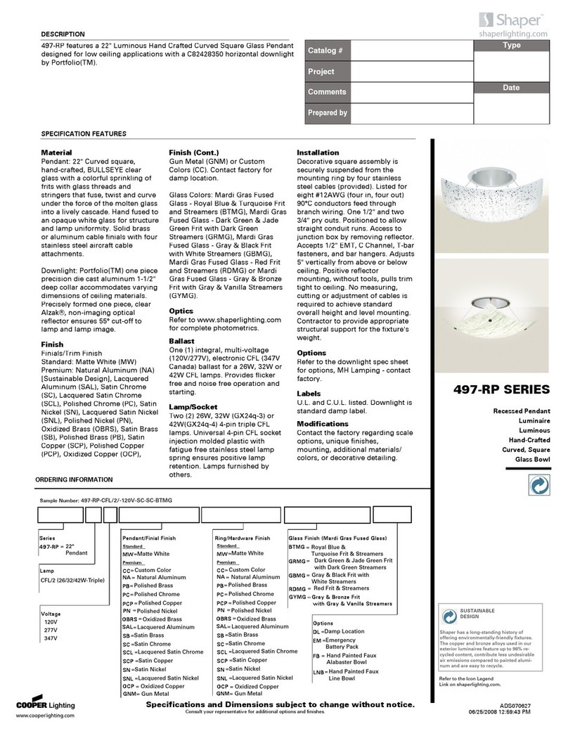 Cooper Lighting Shaper 497-RP User manual